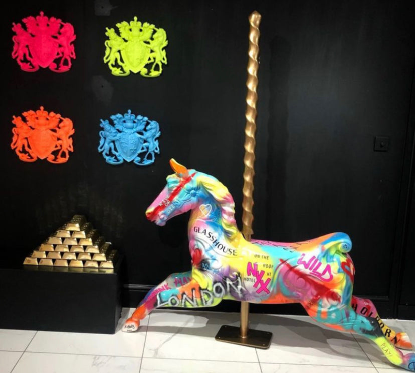 CUSTOM GRAFFITI CAROUSEL HORSE ON BARLEY TWIST