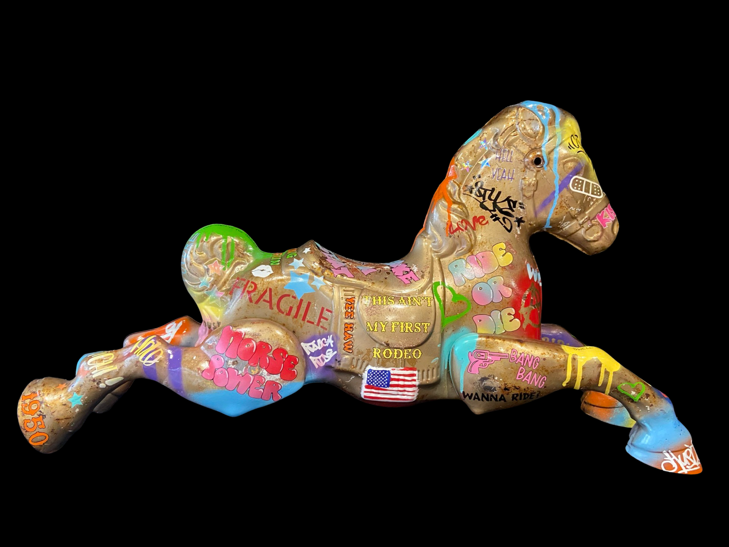 GRAFFITI VINTAGE ROCKING HORSE