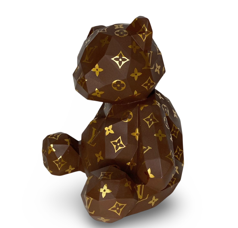 Classic monogram geometric bear sculpture