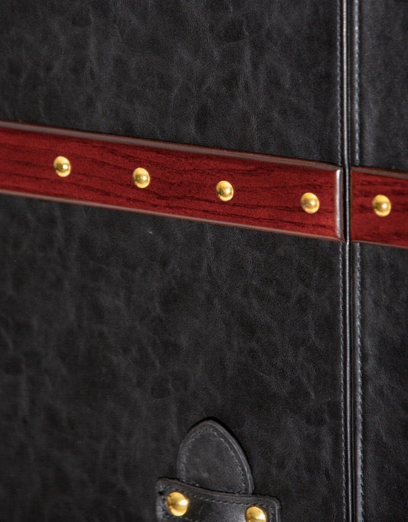 EXTRA LARGE TWO DOOR LEATHER STEAMER TRUNK WINE BAR CABINET