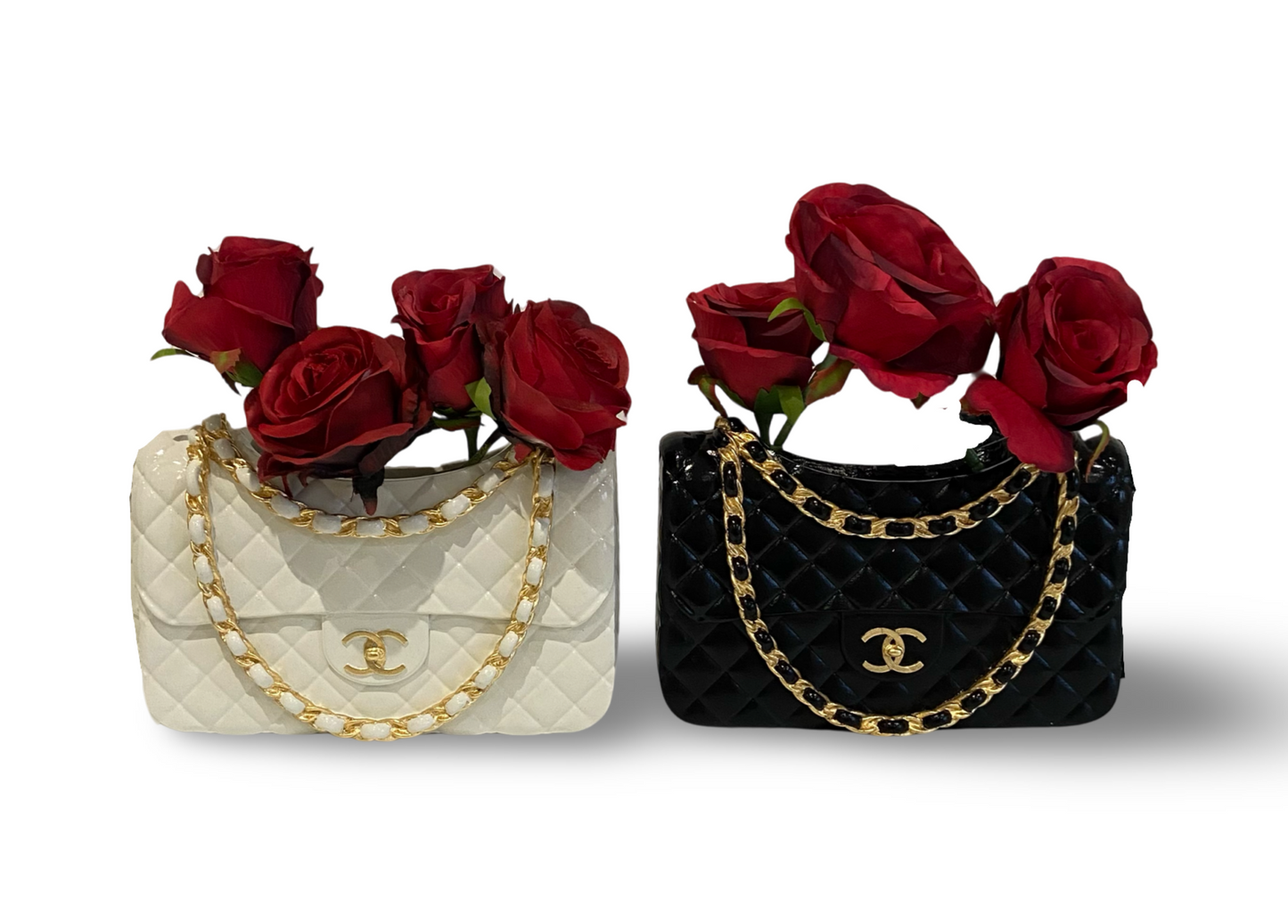 ICONIC HANDBAG VASE WITH GOLD DETAILING