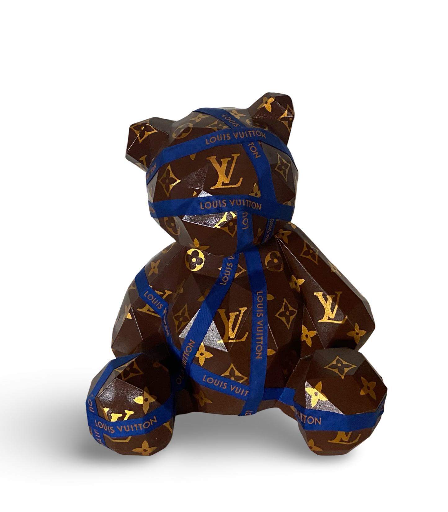 Iconic L V geometric bear sculpture