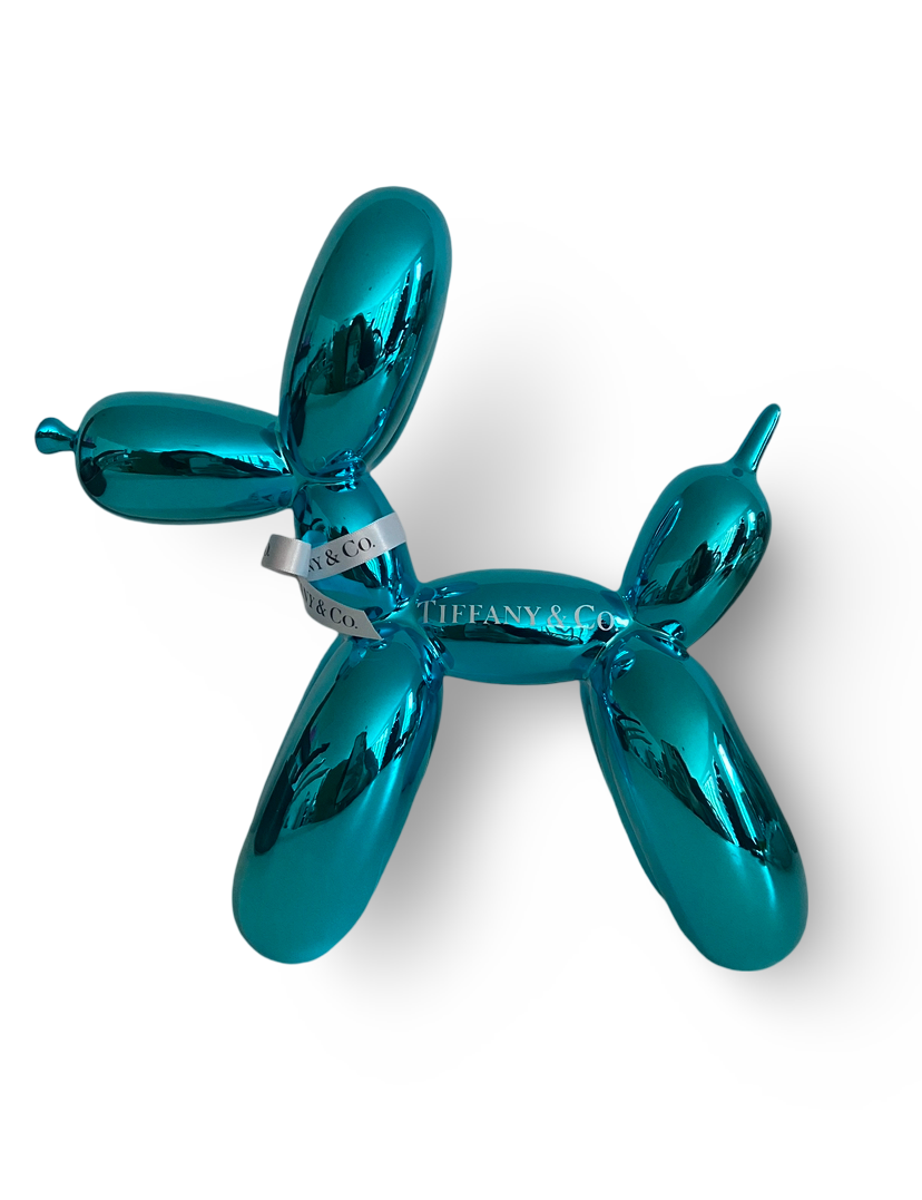 Metallic turquoise Tiffany balloon dog sculpture
