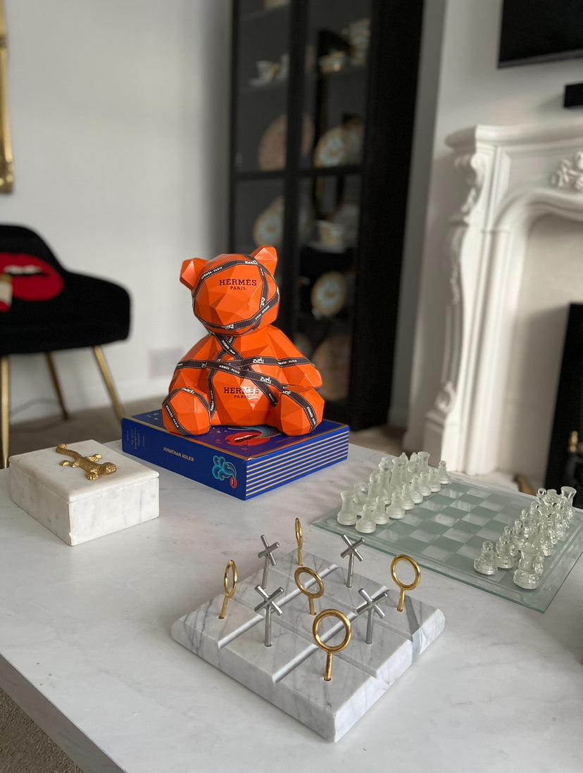 Hermes geometric bear sculpture