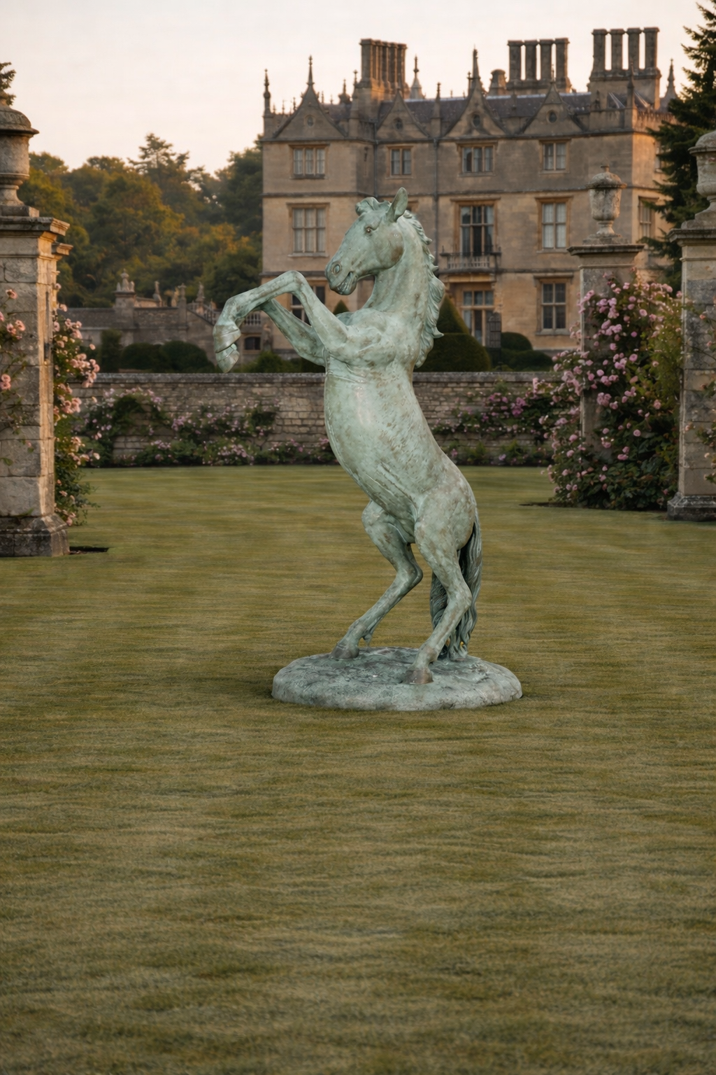 Rearing horse statue