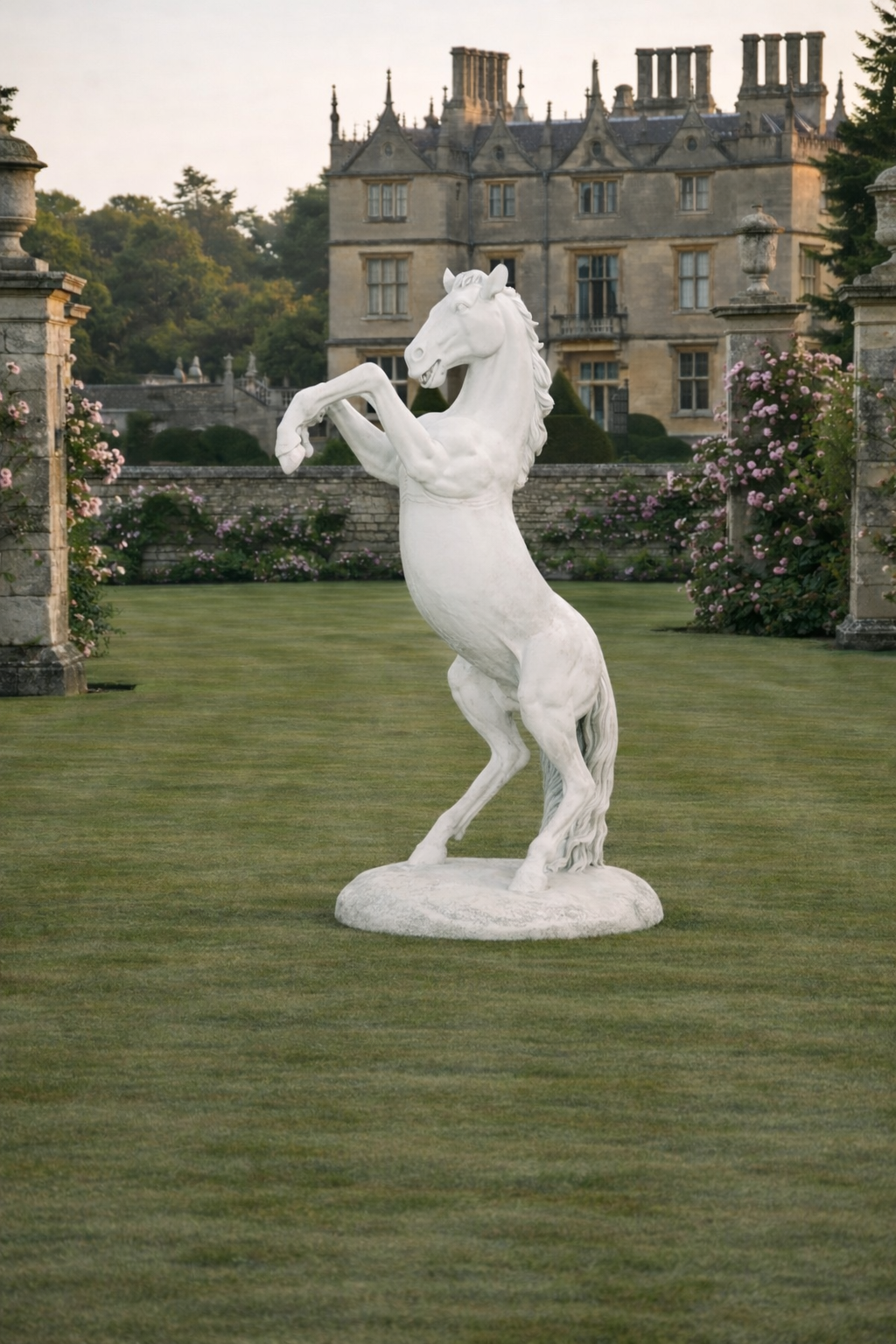 Rearing horse statue