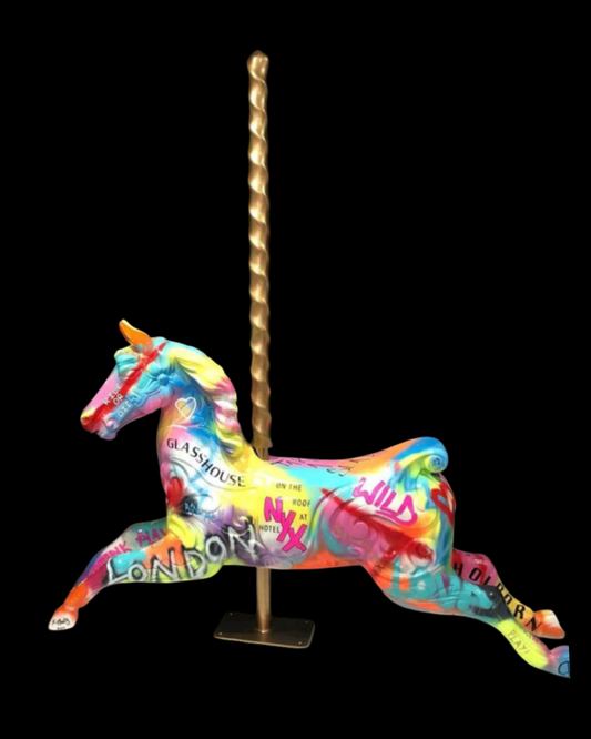 CUSTOM GRAFFITI CAROUSEL HORSE ON BARLEY TWIST